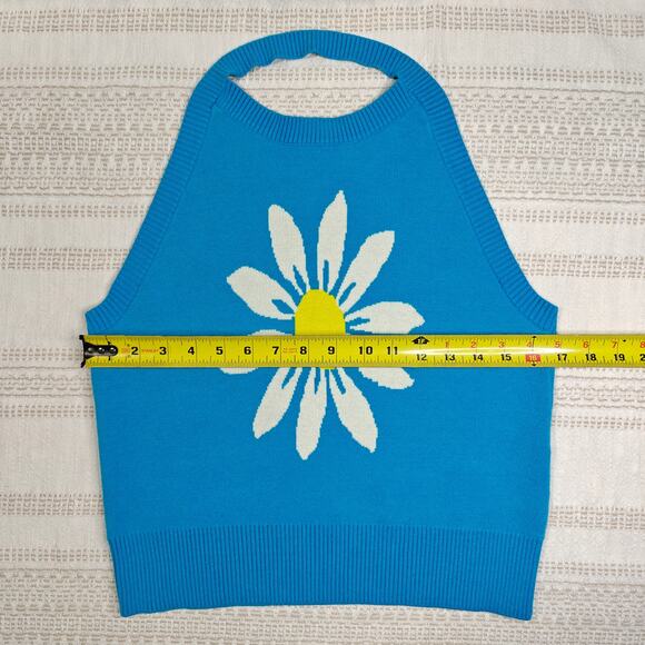 MM by My Michelle Blue Daisy Sweater Tank Top XL Knit Retro Y2K Style NEW Cute - Picture 3 of 6
